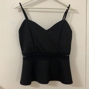 Black spaghetti strap peplum top